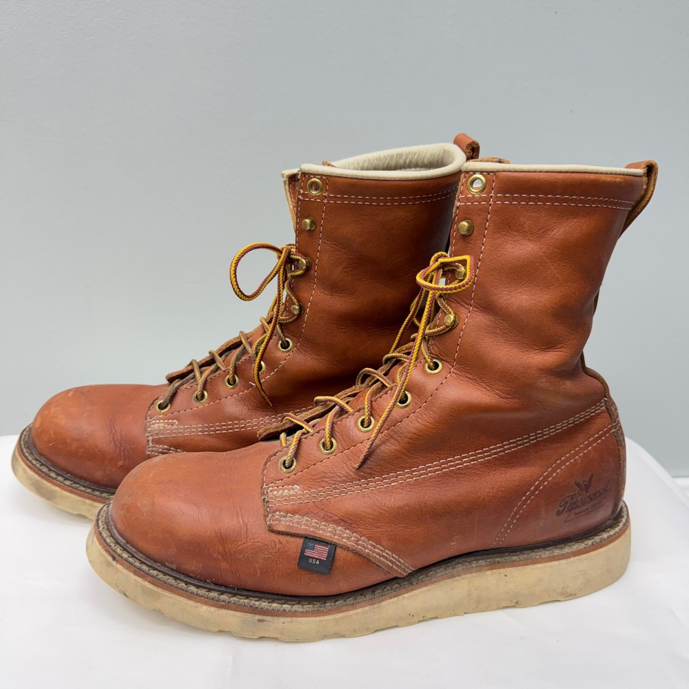 Thorogood American Heritage 8" Mens 10.5 Tobacco Leather Work Boots USA 814-4364